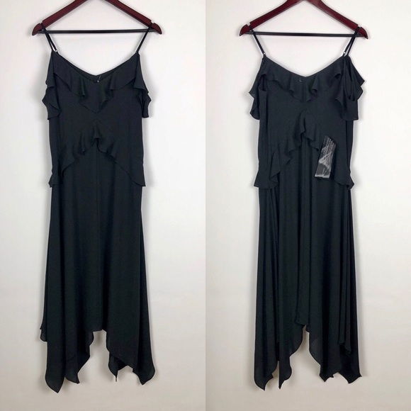 BCBGMaxAzria Lissa Asymmetrical Slip Black Dress XS - Picture 3 of 5
